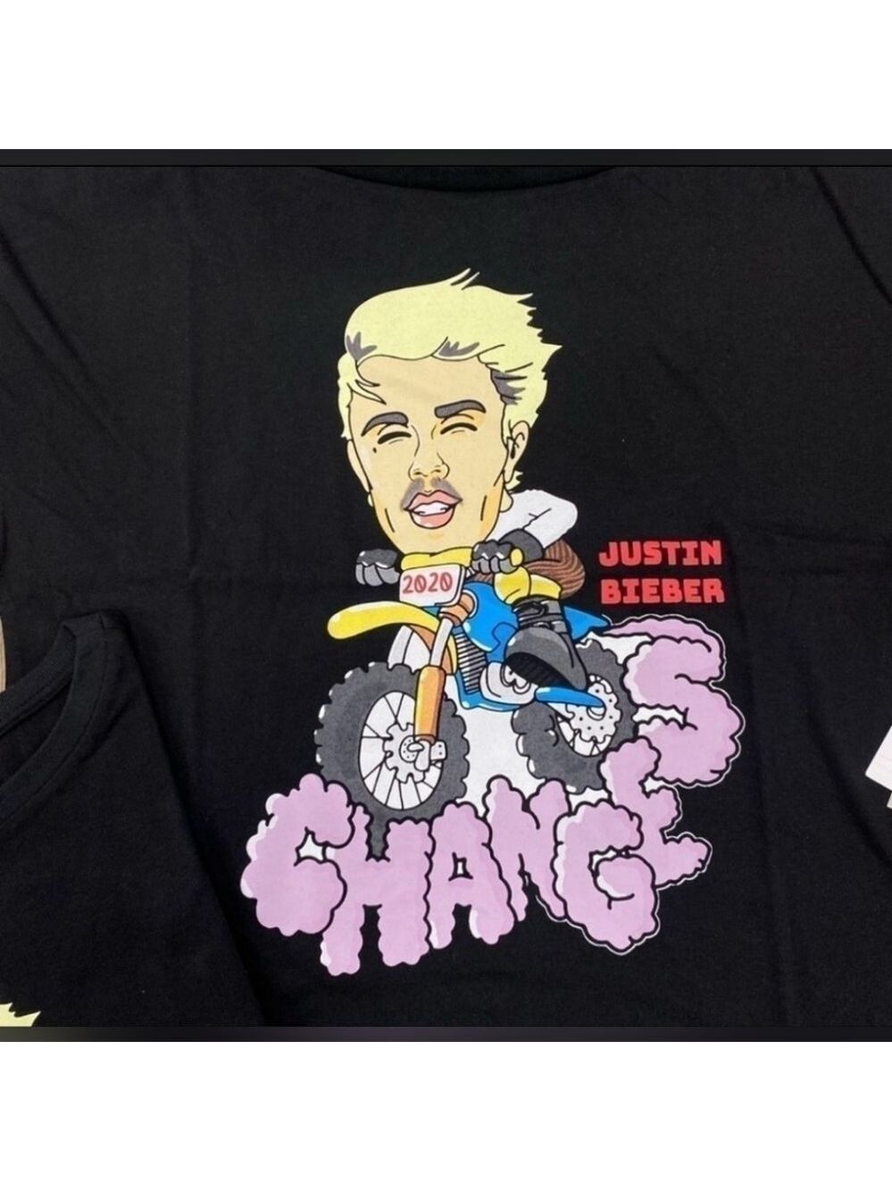 BP Justin Bieber Graphic Crop Top Baby Tee Black Medium - Picture 3 of 12